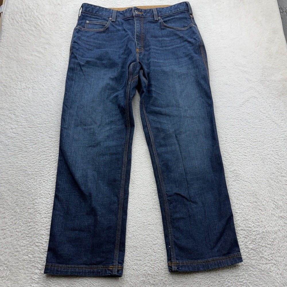 Duluth Trading Co Flex Ballroom Jeans 38x30 Relaxed Fit Dark Wash Blue